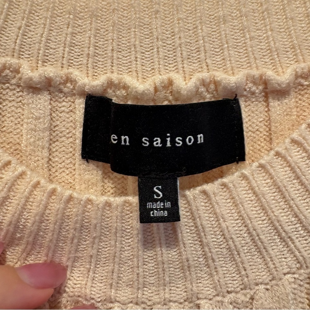 En saison Cream & Rust Knit Long Sleeve Midi Sweater Dress - Size Small - Picture 3 of 4